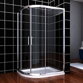 ELEGANT 1000 x 800 mm Left Quadrant Shower Enclosure 6mm Sliding Glass Cubicle Door with Tray + Waste