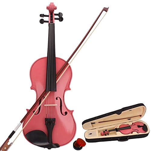 Custcolor 4/4 Full Size Set Solid Maple Wood Pink Violin with Lightweight Case Violin Bow Rosin