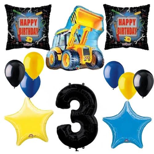Bundle of 3rd Boy BIRTHDAY CONSTRUCTION LOADER BALLOON BOUQUET WITH 40" BLACK #3