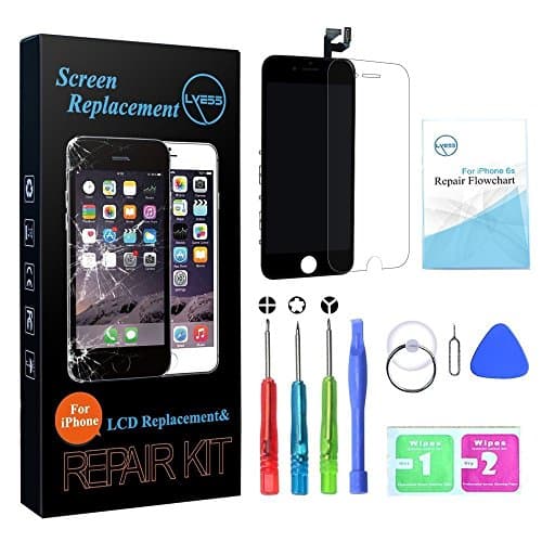 LYESS LCD Touch Screen Digitizer Replacement for iPhone 6S 4.7 Inch - Black with 3D Touch Frame Assembly, Repair Tools Kit and Instructions