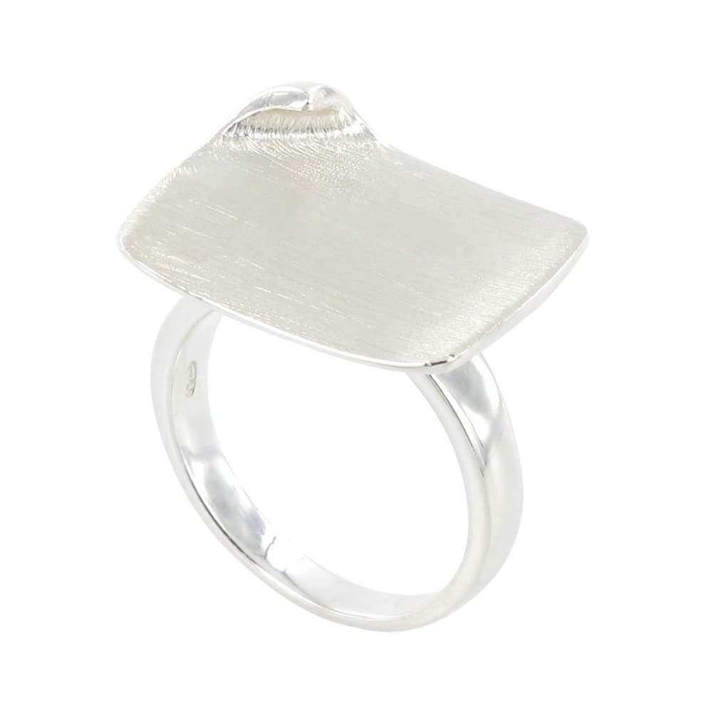 Lily Morgane – Wizz Brushed Solid Silver Ring with Rectangular Corner Cornea