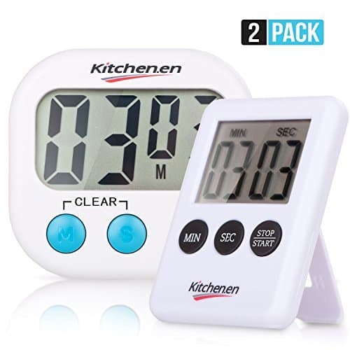 Digital Kitchen Timer with Big Digits and Strong Magnet, Loud Beep. Comes with Additional Timer.