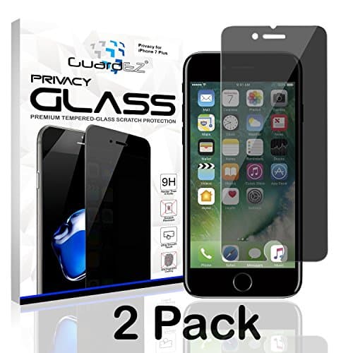 2 Pack GuardEZ iPhone 7 Plus Privacy Screen Protector , Anti-Spy iPhone 7 Plus Tempered Glass Screen Cover 9H Hardness and Easy Install Screen Protector for Apple iPhone 7 Plus 5.5 Inch