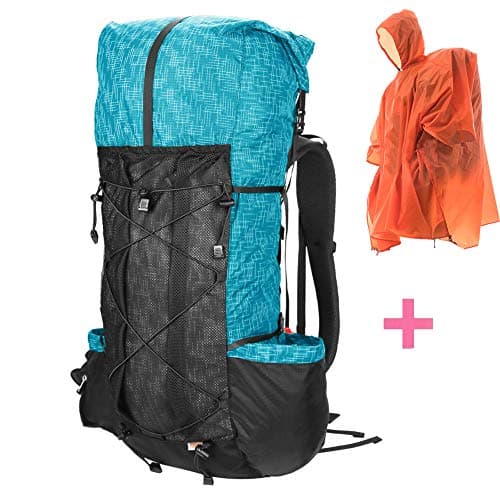 3F Hiking Internal Frame Backpack Lightweight Daypack, High-Performance Travling Pack Blue/Orange/Grey Outdoor Sport Climbing Camping Mountaineering Backpack Functional Raincoat(40+16L)