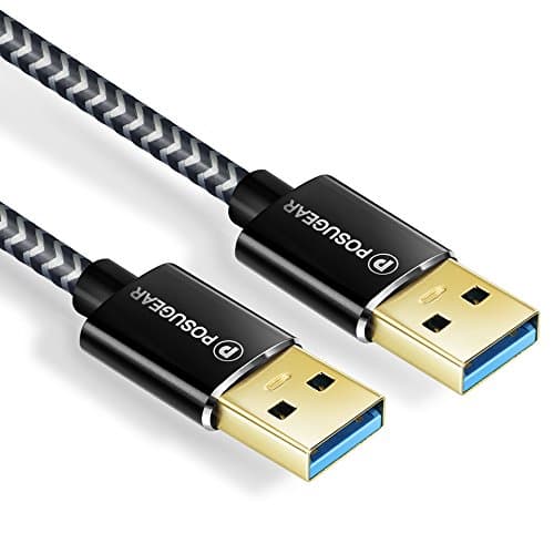 USB 3.0 cable 2m/6.6ft, POSUGEAR USB Type A to A Male to Male Nylon Braided Dual USB Cord 5Gbps Data Transfer for Hard Drive Enclosures, Printers, Modems, Cameras