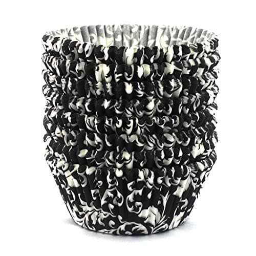 Eoonfirst Standard Size Classical Pattern Baking Cups 200 Pcs (Black White)