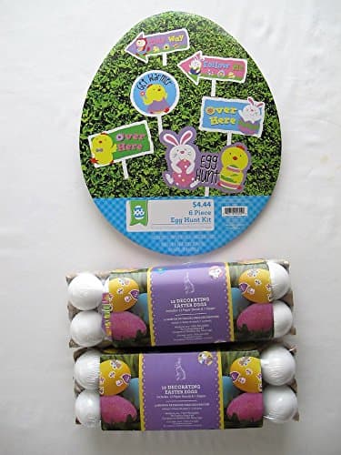 Easter Egg Hunt Kit & 2 dozen Craft Easter Eggs; Decorating Bundle