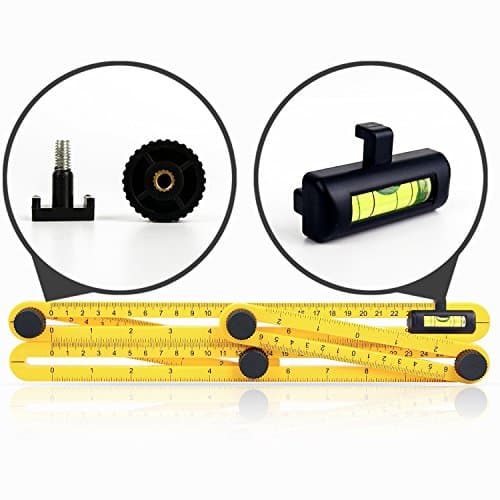 Multi Angle Measuring Ruler, Adjustable Construction Template Tool, Fold-able Angleizer for Builders, Craftsmen, Carpenters & DIYer by Relarr (Yellow)