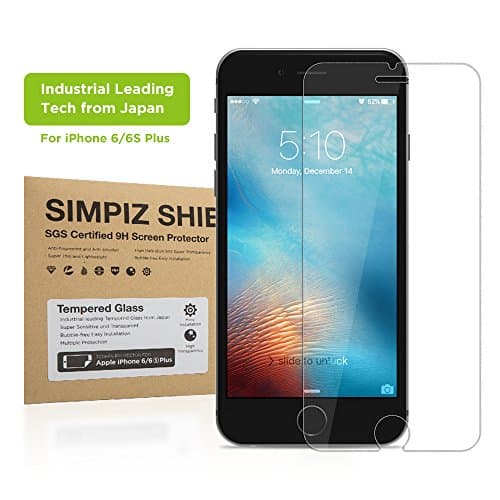 iPhone 6/6S Plus Screen Protector, Simpiz Shield Crystal Clear Ultra Thin Touchscreen Accuracy Hard 9H Tempered Glass Screen Cover for iPhone 6 Plus and iPhone 6S Plus
