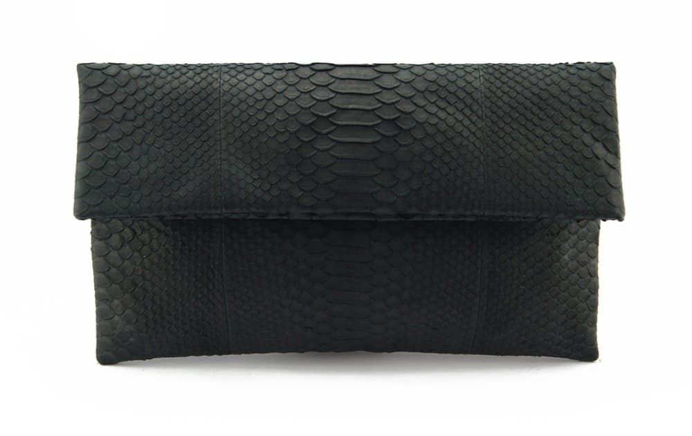 Genuine Python Leather Classic Foldover Clutch Bag