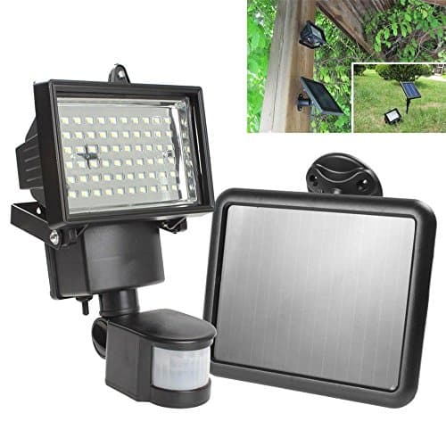 Solar Panel LED Flood Security Garden Light PIR Motion Sensor 60 LEDs Path Wa...