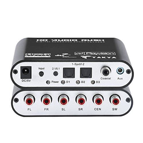 Takya Digital Audio Decoder | SPDIF RCA Dolby AC3/ DTS Optical Coaxial Input Digital to Analog 5.1 Audio Gear Adapter Sound Decoder | Support for HDTV DVD Player Blue ReyDVD DVD SP3 Xbox 360