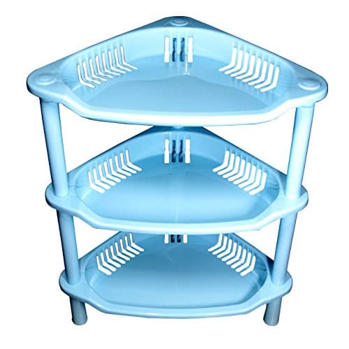 Terya 3 layer assemble glove triangle rack,Save space bathroom kitchen home shelves (blue)