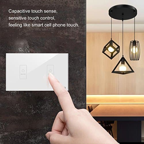 FUNRY Smart Touch Screen Light Switch In-Wall,Glass Panel, Remote Control Wireless Switch No Hub Required, Timing Function,Control Your Fixtures From Anywhere, Overload Protection