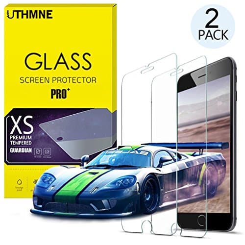 UTHMNE 2-Pack iPhone 7 Plus Screen Protector Glass, 0.3MM Slim And 9H Hardness Bubble Free, Anti-Fingerprint, Oil Stain&Scratch Coating