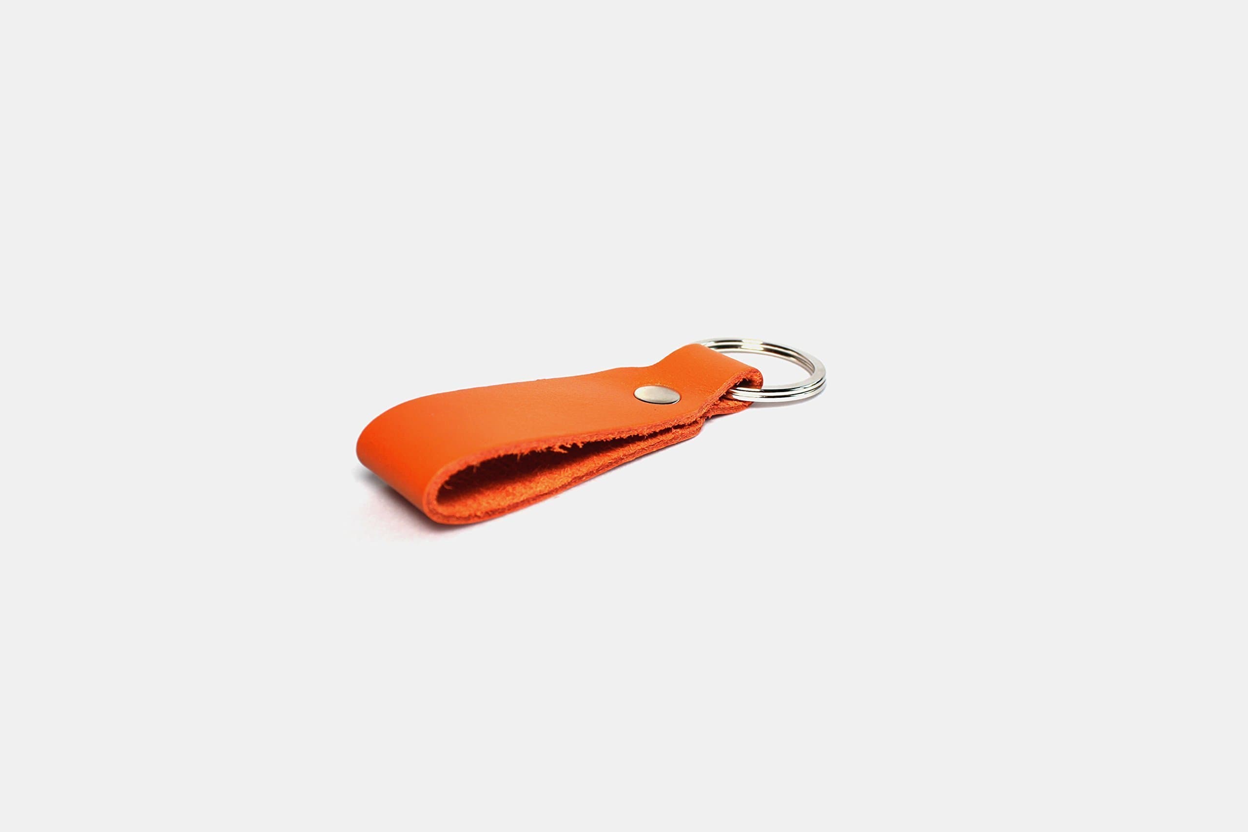 Orange Leather Key Chain Strap Handmade