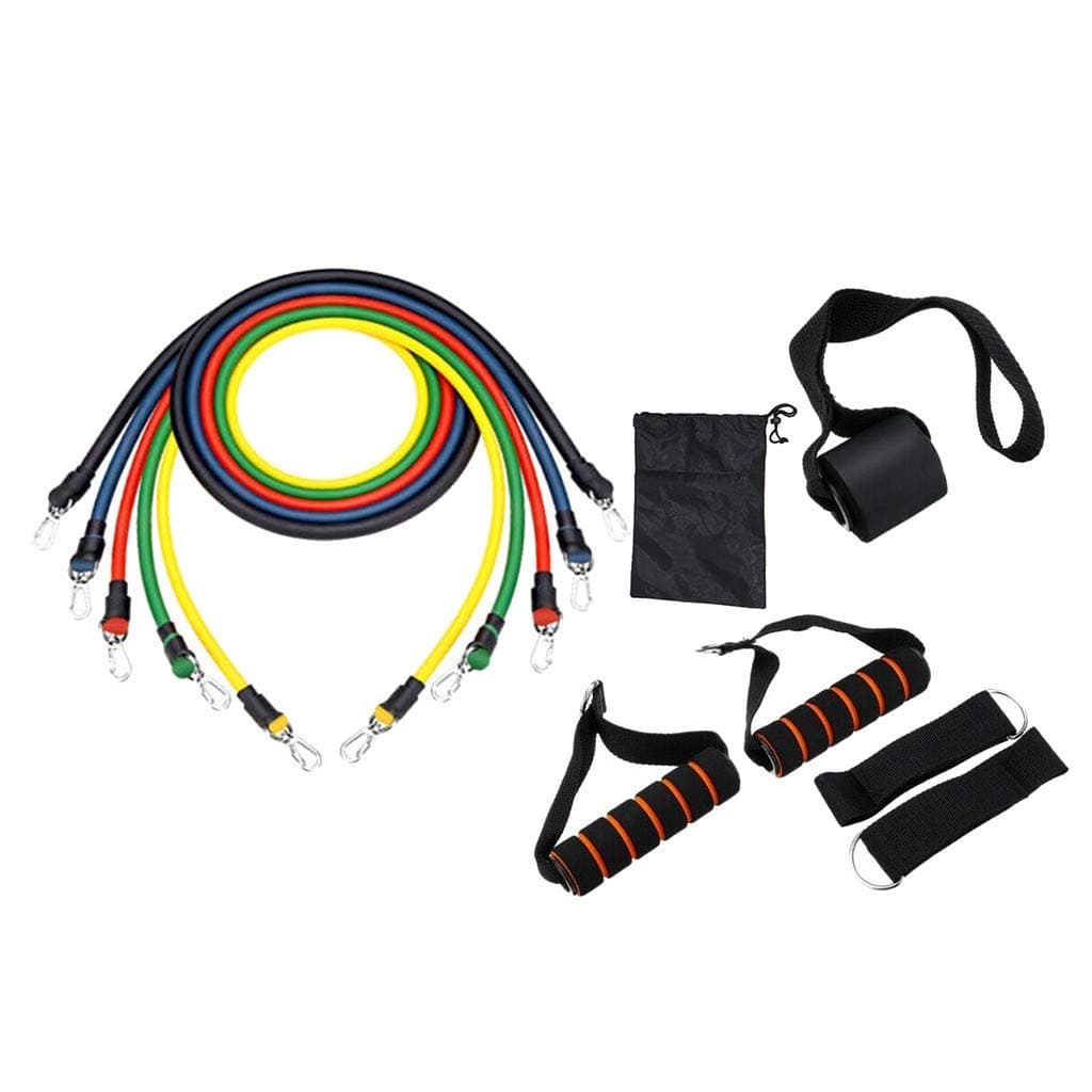 Sinerixc Resistance Band Set, Include 5 Stackable Exercise Bands with Door Anchor, Ankle Straps, Carrying Case & Foam Handles, for Home Workouts, Physical Therapy