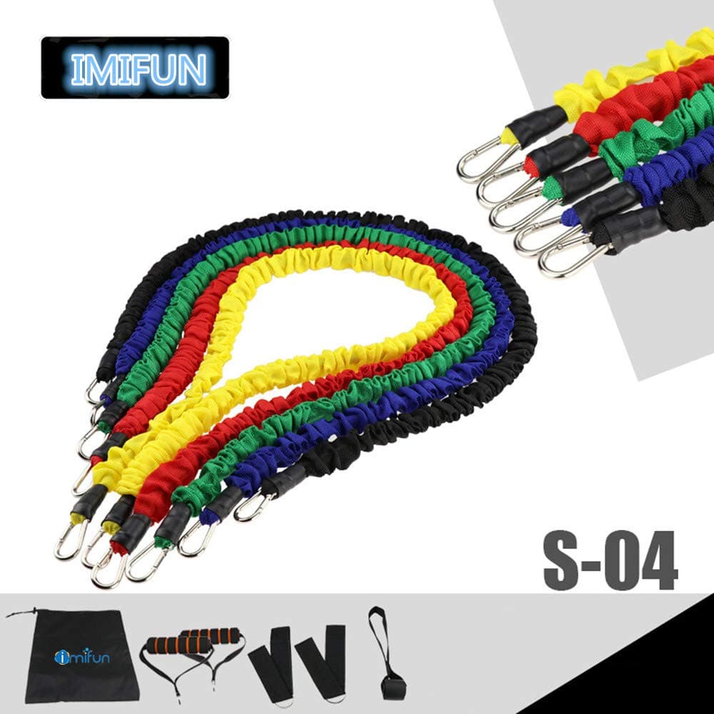 Exercise Resistance Bands Set Stackable up to 100 lbs Workout Resistance Tubes for Outdoor and Intdoor Sports Weight Lifting Yoga Pilates Abs Exercise Stretch Fitness Home Gym (S-04)