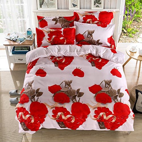 3D Printed Bedclothes Polyester Bedding Comforter Bed Sheet Set Queen Size 4Pcs