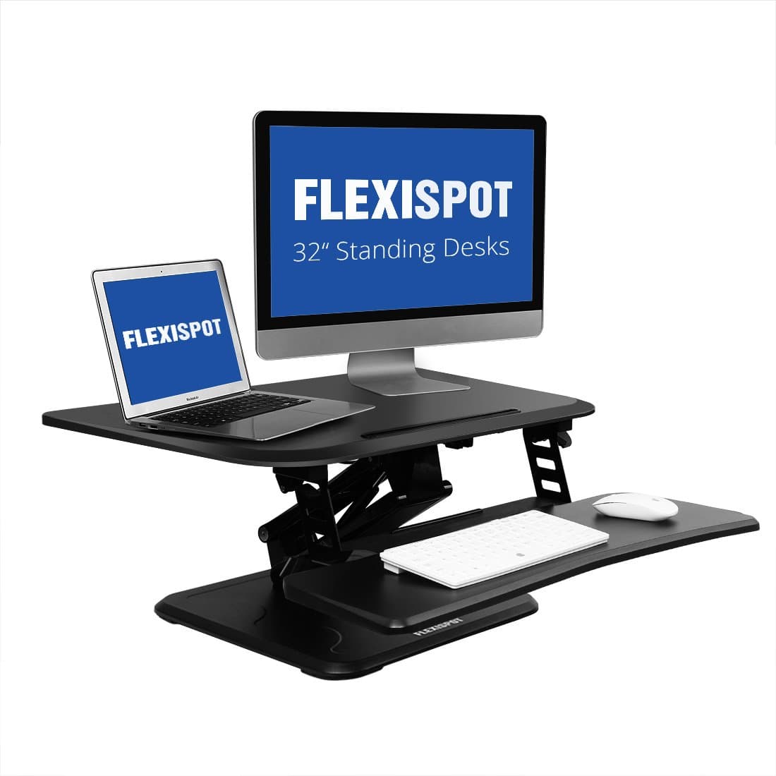 FlexiSpot 32" Standing Desk Riser - Height Adjustable Stand up Desk Converter W/Quick Release Keyboard Tray