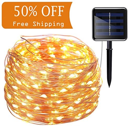 Solar Powered String Lights, 66ft 200 LED Copper Wire Lights,Indoor/ Outdoor Waterproof Fairy String Lights for Garden, Home, Wedding, Holiday, Christmas Party, Xmas Tree decoration.(Warm,White)