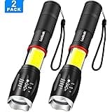 2 Pack Led Flashlight, Ledeak Tactical Flashlight Super Bright 1000 Lumen COB Work Light 2 in 1 with Magnetic Base, 6 Light Modes Handheld Portable Powerful for Camping Hiking Emergency