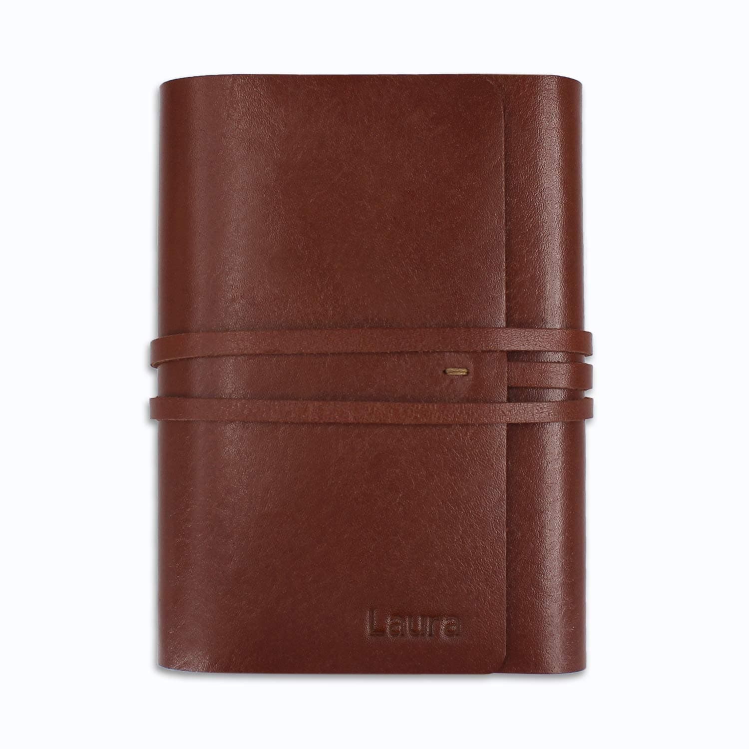 JoyToken Personalised Leather Journal A6 Refillable Leather Notebook Secure Wrap Style (Brown)