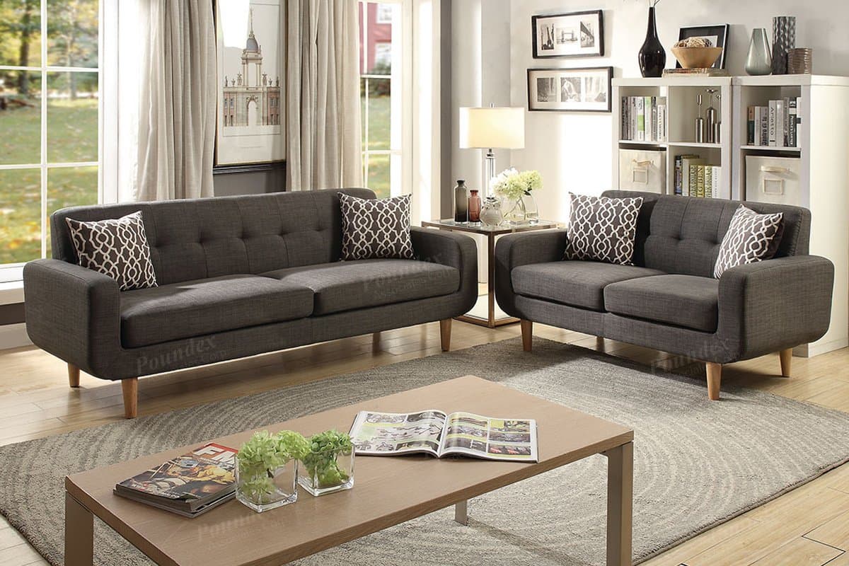 Poundex PDEX- Sectional Set, Ash Black