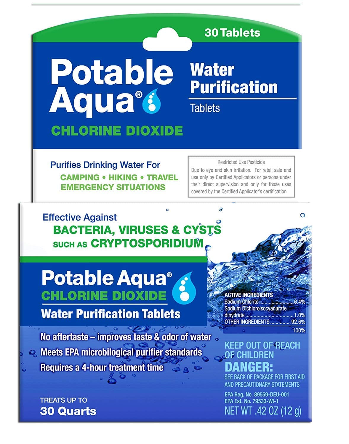 Potable Aqua Chlorine DioxideTablets, 30 Tablets