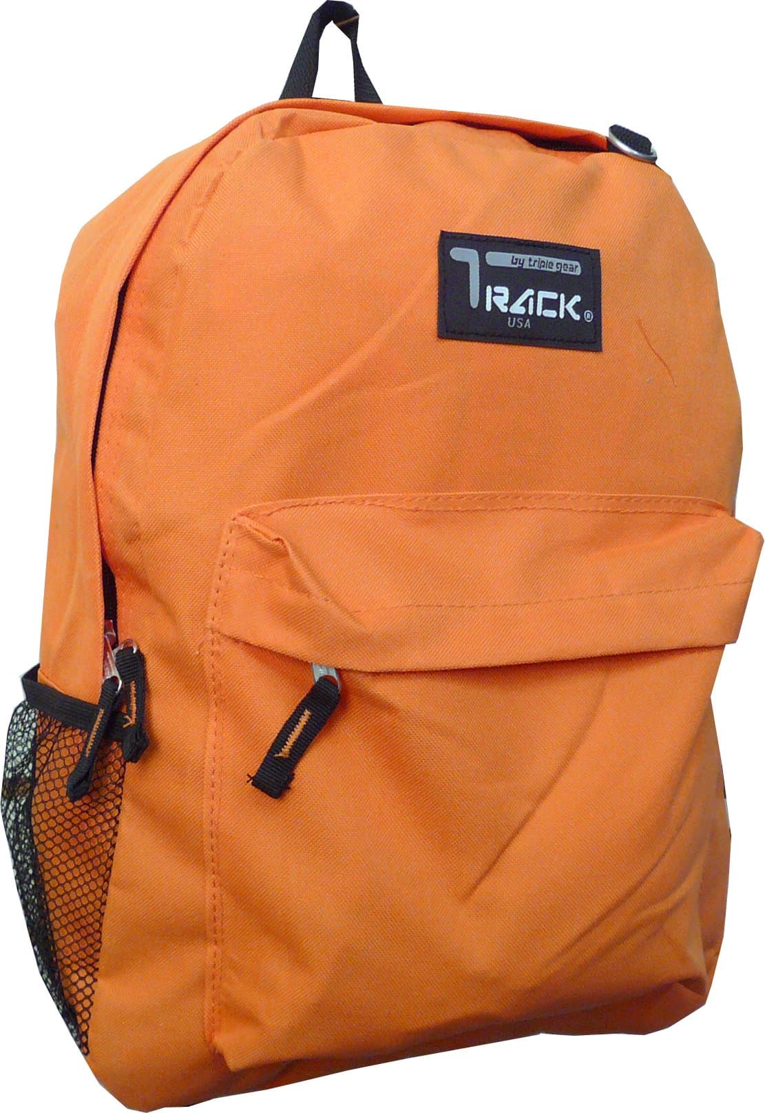New Track Solid Color Canvas Bottle Pocket School Backpack Shoulder Strap Bag