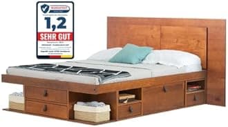 MemomadBali Bed (Caramel: Bed + Flat Headboard, 140 x 190 cm), C4021164-136