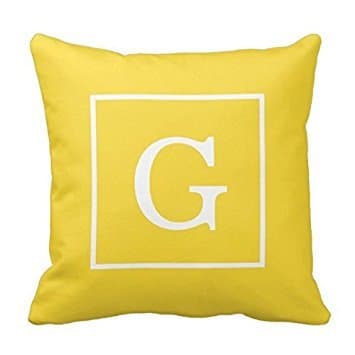 Decors Pineapple Yellow White Framed Initial Monogram Throw Pillow Case Cushion Cover Home Sofa Decorative 16 X 16 Pillows