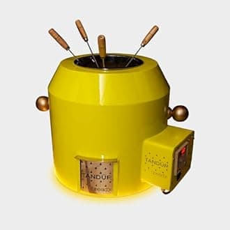 Haus of Bars by Speedx - Electric Tandur with 4 Skewers | Home Cooking Tandoor Crafted with a Blend of Clay & Metal, (20x20x20) Inches, Cylindrical (Lemon Yellow)