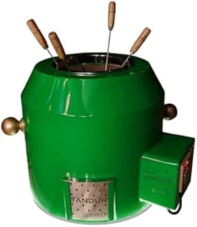 Haus of Bars by Speedx - Electric Tandur with 4 Skewers | Home Cooking Tandoor Crafted with a Blend of Clay & Metal, (20x20x20) Inches, Cylindrical (Mint Green)