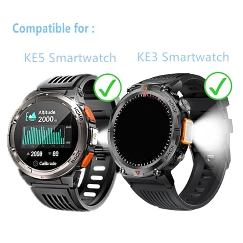 Screen Protector Compatible for EIGIIS KE3 Smart Watch 1.45" (3 Pack) Tempered Glass Film Compatible for LaNikar, JELLOO KE5 SmartWatch for Men with LED Flashligh