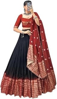 Woman's perfectly Navratri Collection Tussar Silk Lehenga Choli Patola Print with Foil Work
