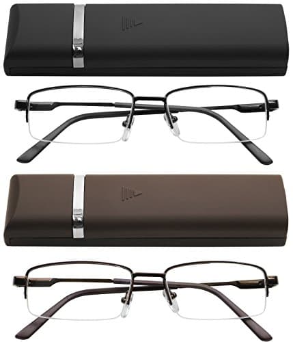 Reading Glasses Thin Lightweight Spring Hinge Glasses for Reading with Cases Men and Women