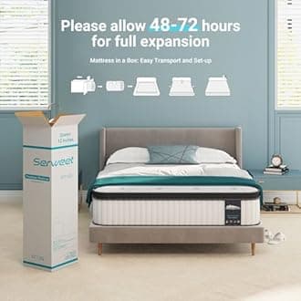 Serweet 6FT Memory Foam Hybrid 40cm King Mattress - Heavier Coils for Durable Support - Pocket Sprungs for Motion Isolation - Pressure Relieving - Medium Firm - Made in Century-Old Factory