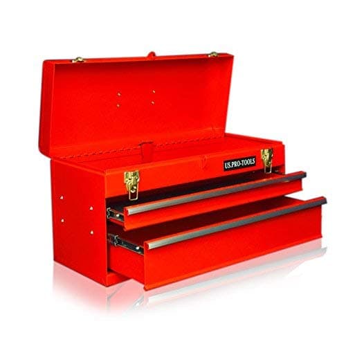 US PRO TOOLS TOOL BOX 2 DRAWER MOBILE TOOL CHEST PORTABLE TOOL CABINET RED BALL BEARING SLIDE DRAWERS