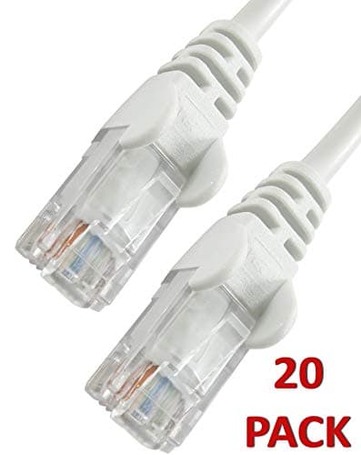 25m WHITE Network Cable - CAT5e - RJ45 - Ethernet - Patch - LAN - Router - Modem - 10/100 20 PACK