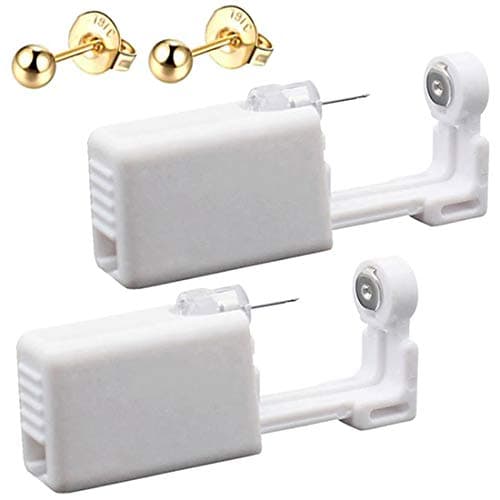 2 Pack Self Ear Piercing Gun Earrings Kit Tool Stud Safety Portable Nose Piercing Kit with Earring Studs