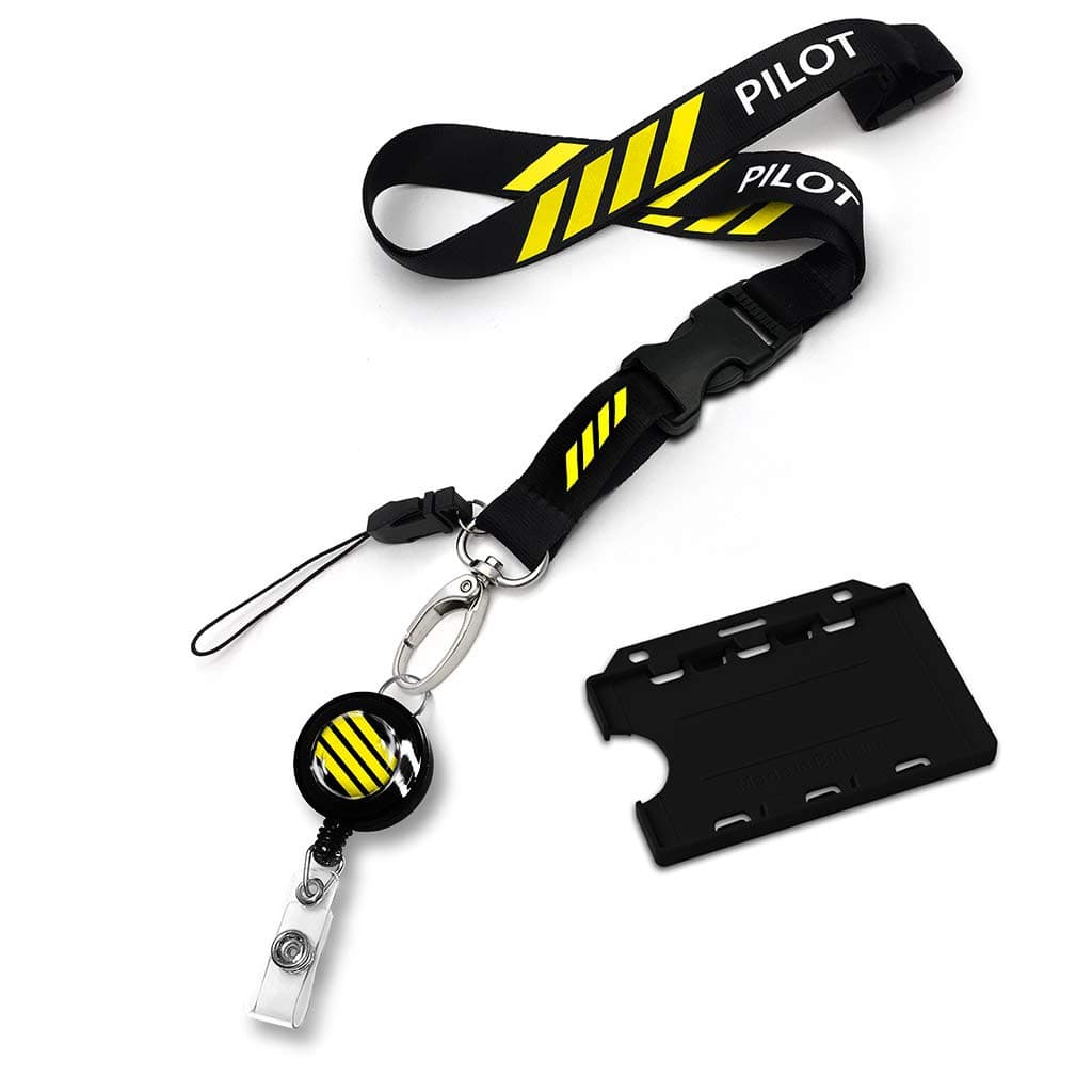 Pilot 4 Bars Flight Crew Laminated Polyester Lanyard Set