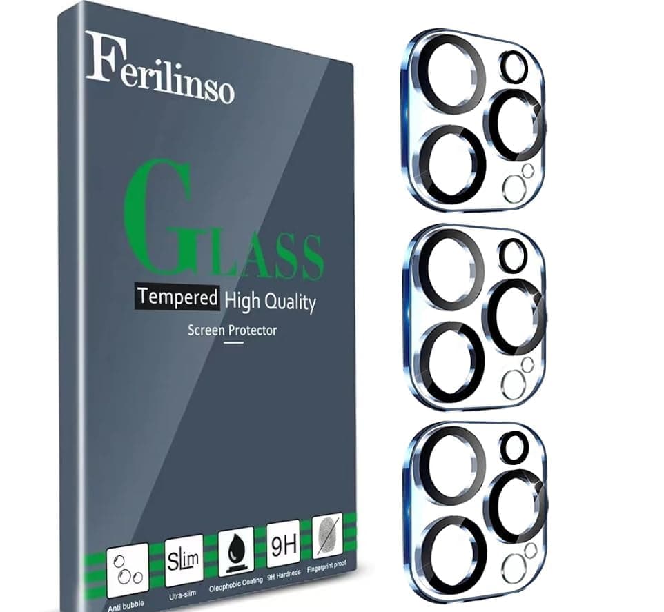 Ferilinso Designed for iPhone 13 Pro Max Camera Lens Protector, Designed for iPhone 13 Pro Camera Lens Protector, 3 Pack 9H Tempered Glass, Night Shooting Mode, Case Friendly, Anti Scratch