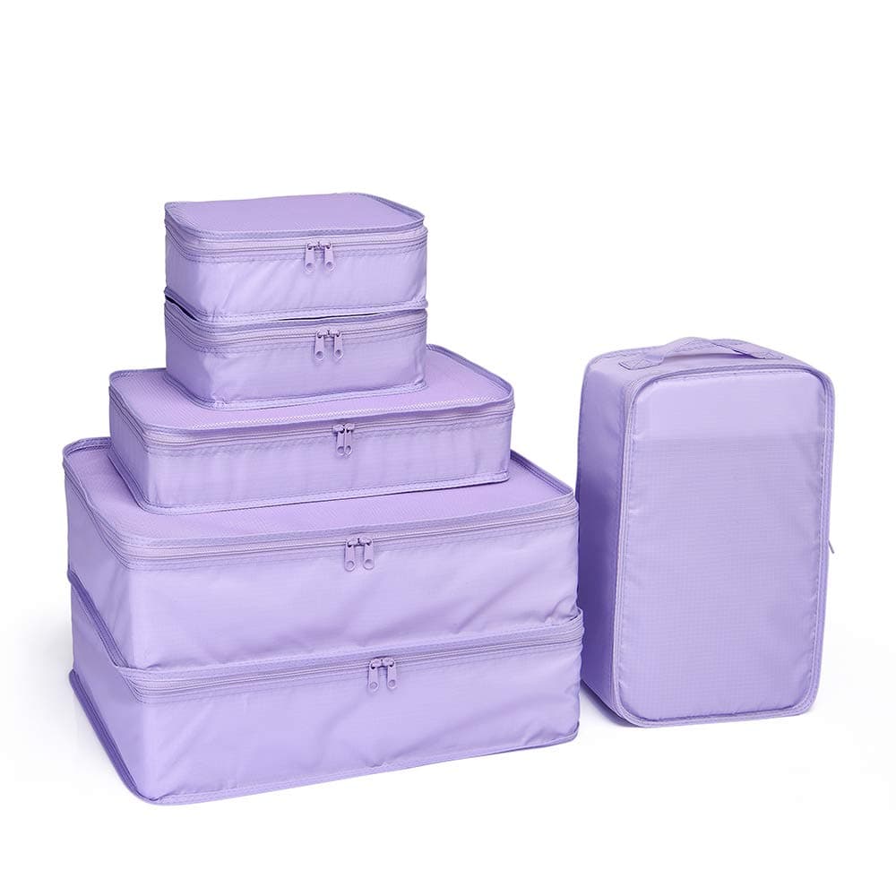 JJ POWER Lightweight Travel Packing Cubes –Multi Function, Durable 6 Piece (Purple)