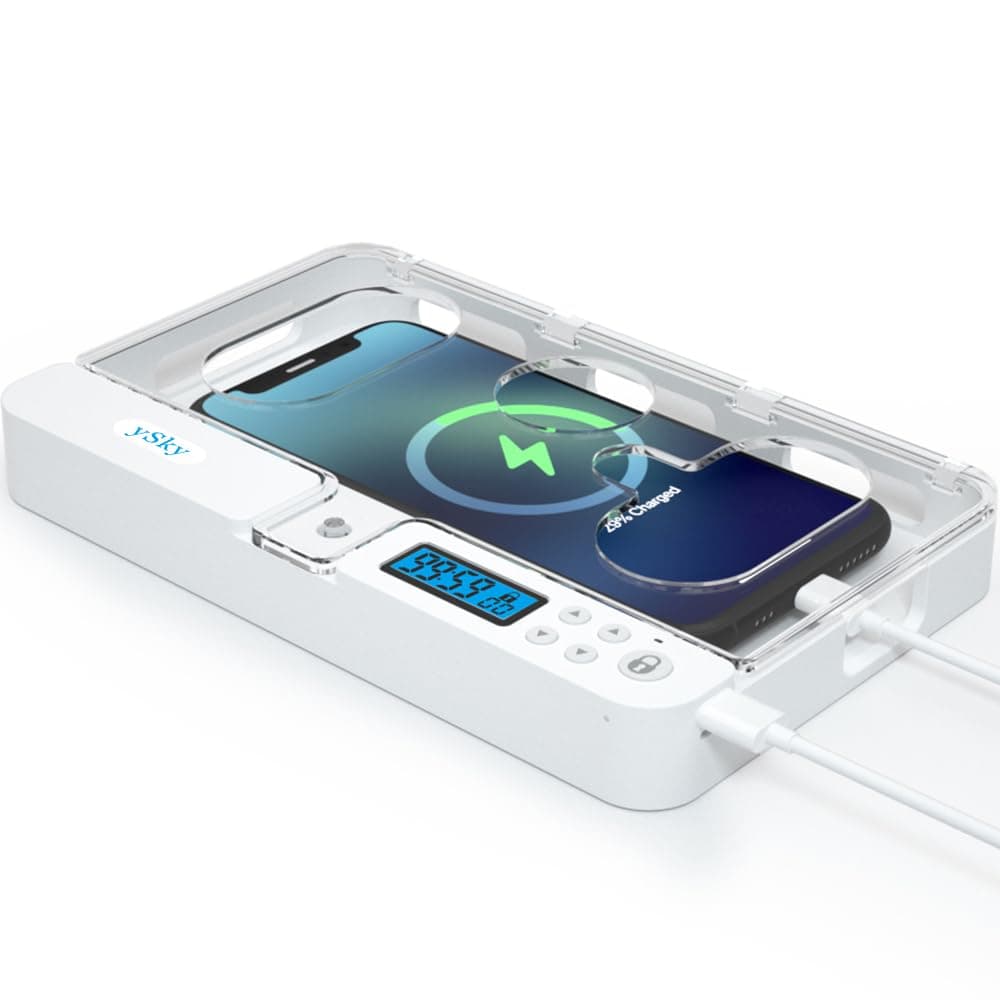 ySky Portable Phone Lock Box with Timer for iPhone and Android Phones, Self-Control Timed Phone Jail Locker to Help Kids,Students, Adults Focus Back, Unplug from Phones Boost Your Mental Wellness