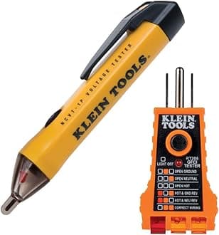 Klein Tools NCVT1PKIT Electrical Tester Kit with Non-Contact Low Voltage Test Pen, 50 to 1000V AC and GFCI Receptacle Tester, 2-Piece