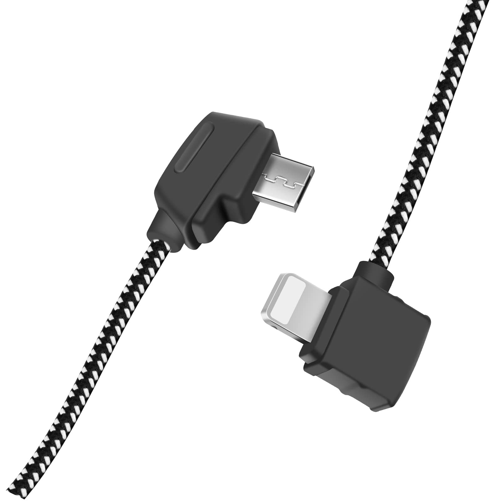 8.15" Micro-AB to iOS Remote Control Cable for DJI Mavic Mini/SE Mavic 2 Pro/Zoom Mavic Pro/Platinum Mavic Air OTG Nylon Braided RC Phone Data Cord (iOS Connector)