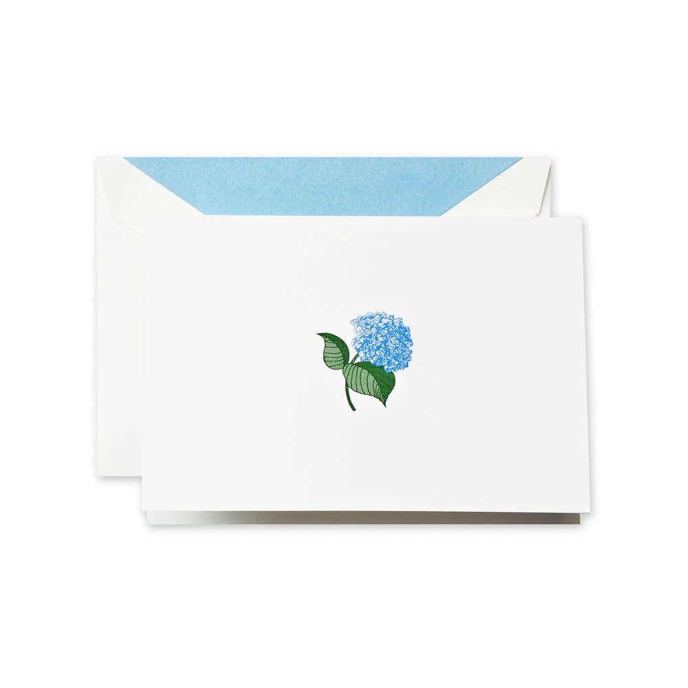 Crane & Co. Hand Engraved Blue Hydrangea Note (RF1407)
