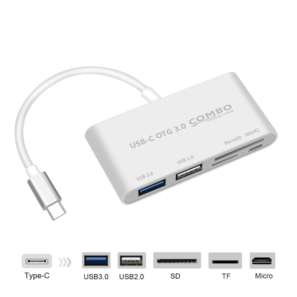 Hub USB 3.0 Type C Card Reader USB C,Asltoy 6-in-1 High Speed USB Hub Micro SD/SD Memory Card Reader TF for PC Laptop MacBook with USB Cable OTG (Type C)