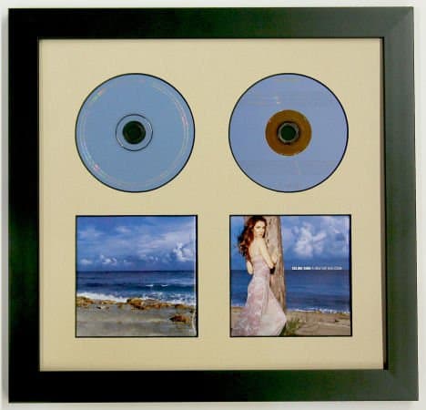 Double CD Frame and Double CD Booklet Frame--Frame 2 CDs-- Featuring White Mat Design Glass Front and Solid Wood Black Frame